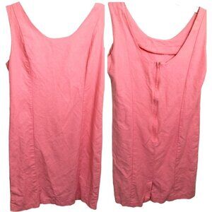 1022) Scenario Salmon Rich Linen blend Knee Length Sleeveless Shift Dress Size 8